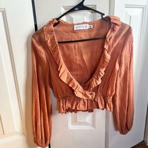 Orange Petal & Pup 100% cotton crop top